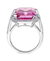 Pink Topaz (14 1/2 ct. t.w.) and Diamond (1/2 Ring 14k White Gold