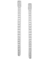 Diamond Medium Skinny Hoop Earrings (1 ct. t.w.) in Sterling Silver