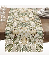 Saro Lifestyle Panettone Collection Holiday Christmas Tree Cutwork Table Runner