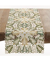Saro Lifestyle Panettone Collection Holiday Christmas Tree Cutwork Table Runner