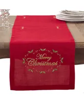 Saro Lifestyle Merry Christmas Embroidered Holiday Table Runner