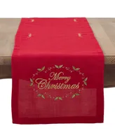 Saro Lifestyle Merry Christmas Embroidered Holiday Table Runner