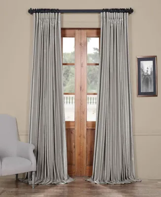 Half Price Drapes Silver Extra Wide Vintage Textured Faux Dupioni Silk Blackout Curtain