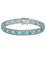 Blue and White Topaz Tennis Bracelet in Sterling Silver