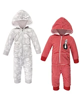 Hudson Baby Boy and Girl Fleece Jumpsuits, 2 Pack