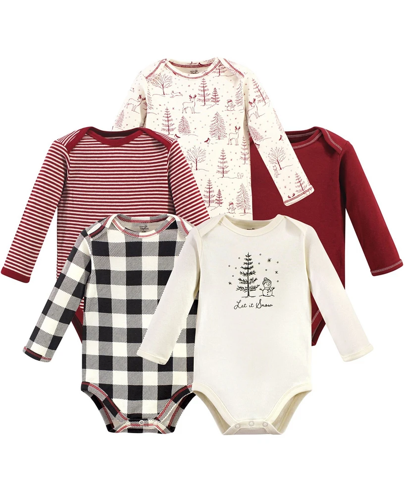 Touched by Nature Baby Boys Cotton Long-Sleeve Bodysuits 5pk, Winter Woodland, 18-24 Months