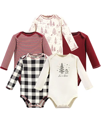 Touched by Nature Baby Boys Cotton Long-Sleeve Bodysuits 5pk, Winter Woodland, 18-24 Months