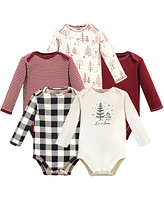 Touched by Nature Baby Boys Cotton Long-Sleeve Bodysuits 5pk, Winter Woodland, 18-24 Months