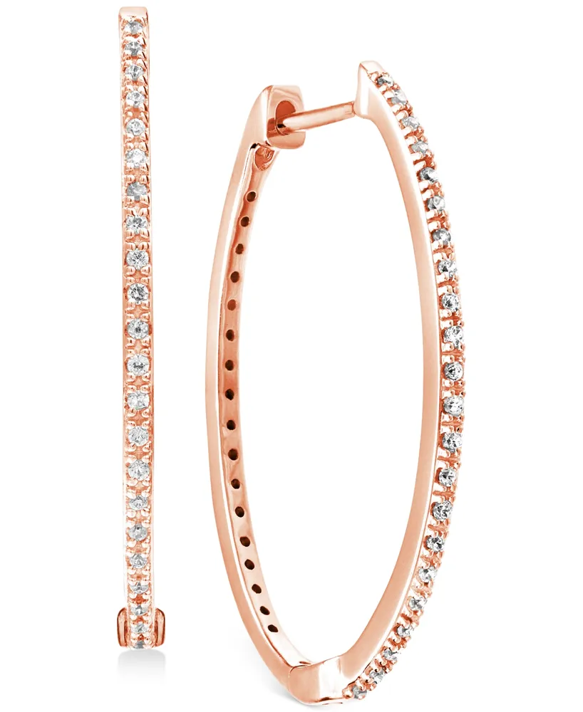 Diamond Small Skinny Hoop Earrings (1/5 ct. t.w.) in 14k Rose Gold-Plated Sterling Silver, 0.75"