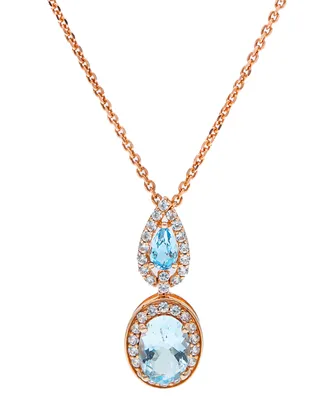 Aquamarine (1-1/3 ct. t.w) Diamond (1/3 ct. t.w) Pendant set in 14K Rose Gold