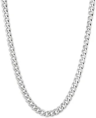 Flat Curb Link 24" Chain Necklace in Sterling Silver