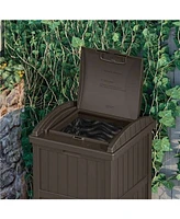 Suncast Trash Hideaway Outdoor Patio 33 Gallon Garbage Waste Trash Can Bin