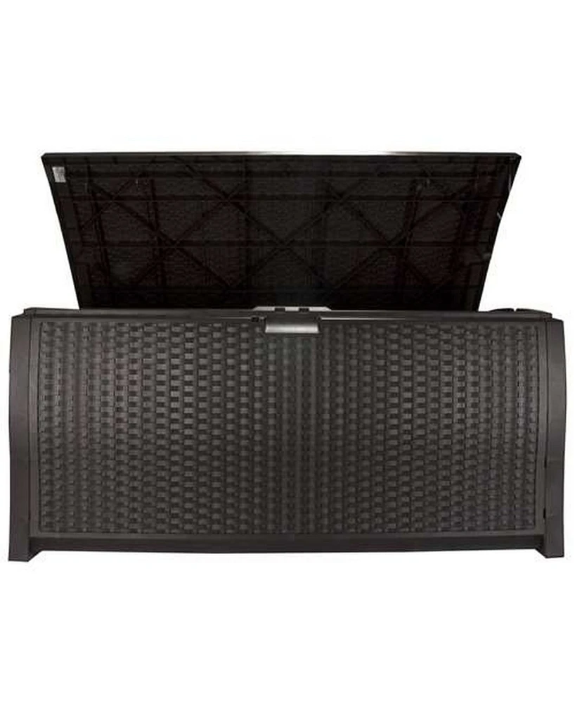 Vm Innovations Suncast DBW9200 99 Gallon Outdoor Resin Patio Storage Chest with Handles, Mocha