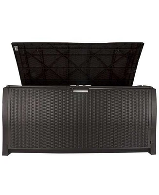 Vm Innovations Suncast DBW9200 99 Gallon Outdoor Resin Patio Storage Chest with Handles, Mocha