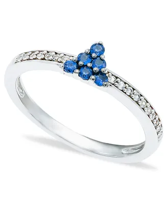 Blue Sapphire (1/4 ct. t.w.) Diamond (1/20 ct. t.w.) Stackable ring in Sterling Silver