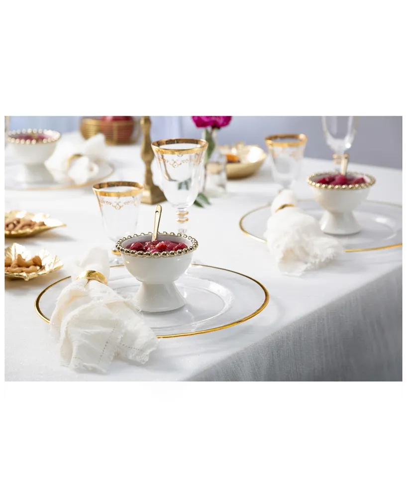 Classic Touch Set of 4 Porcelian Dessert cups with Gold Beaded Design