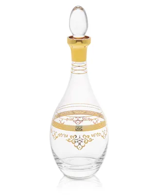 Classic Touch Glass Wine Bottle with Rich Gold-Tone Design