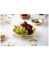 Classic Touch Gold Leaf Shaped Bowl with Vein Design