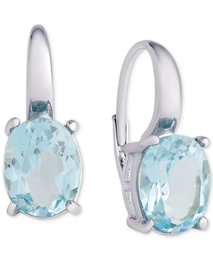 Blue Topaz Oval Leverback Earrings (6-3/8 ct. t.w.) in Sterling Silver
