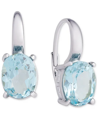 Blue Topaz Oval Leverback Earrings (6-3/8 ct. t.w.) in Sterling Silver