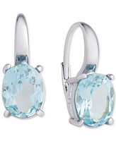 Blue Topaz Oval Leverback Earrings (6-3/8 ct. t.w.) in Sterling Silver