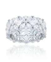 Multi Cut Cubic Zirconia Eternity Band Rhodium Plated Sterling Silver