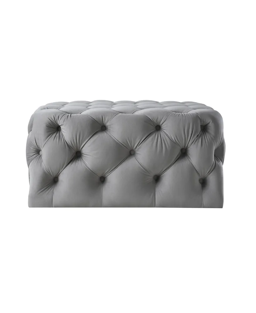 Inspired Home Madeline Upholstered Tufted Allover Square Cocktail Ottoman