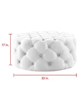 Inspired Home Bella Upholstered Tufted Allover Round Cocktail Ottoman