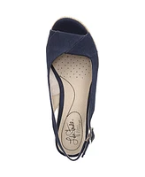 LifeStride Women's Socialite Peep Toe Slingback Espadrille Wedge Sandals