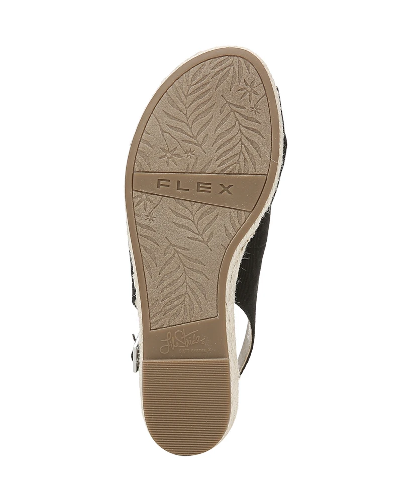 LifeStride Women's Socialite Peep Toe Slingback Espadrille Wedge Sandals