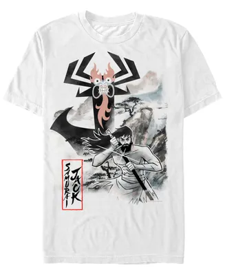 Fifth Sun Men's Samurai Jack Aku Water Color Paint Sketch Short Sleeve T- shirt