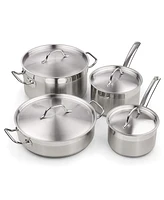 Cook N Home 8-Piece Professional Stainless Steel Kitchen Cookware Sets, Silver