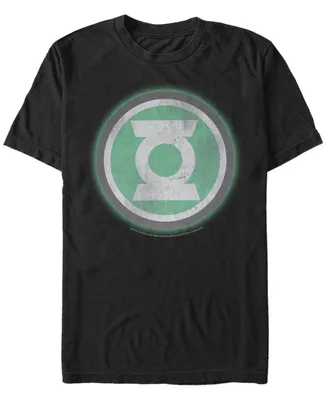 Fifth Sun Dc Men's Green Lantern Distressed Glowing Logo Short Sleeve T-Shirt