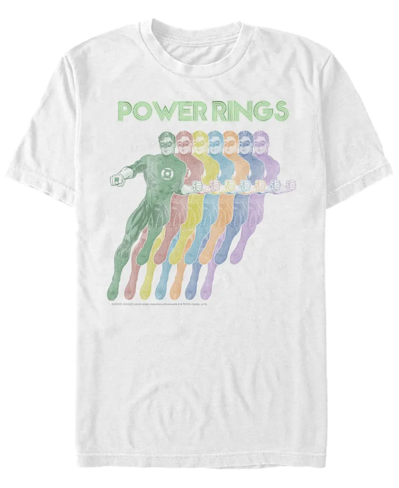 Fifth Sun Dc Men's Green Lantern Rainbow Power Rings Short Sleeve T-Shirt