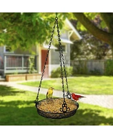 Sorbus Hanging Tray Metal Bird Feeder