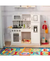 Melissa Doug Wooden Chef's Pretend Play Toy Kitchen With "Ice" Cube Dispenser – Cloud White