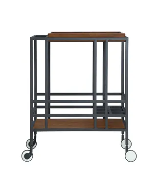 Inspired Home Ron Serving Bar Cart with Metal Frame and Casters