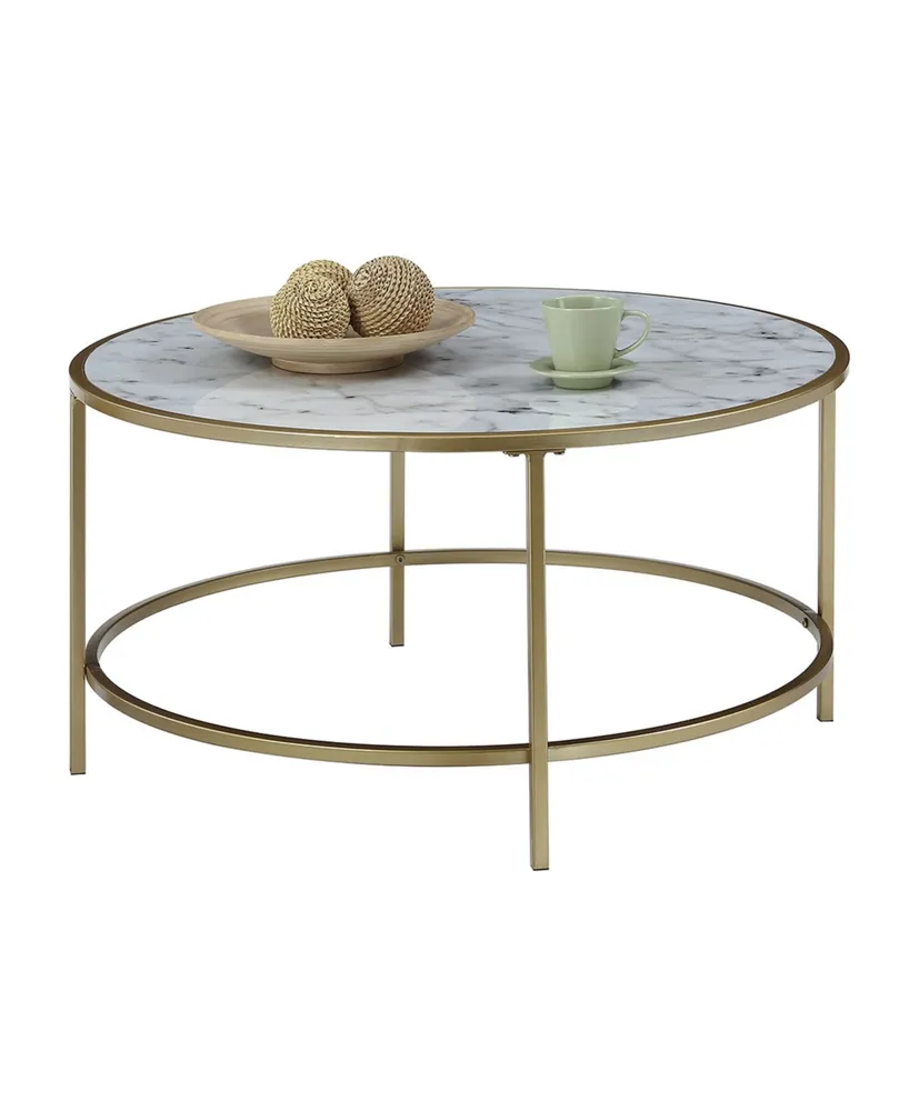 Convenience Concepts Gold Coast Faux Marble Round Coffee Table
