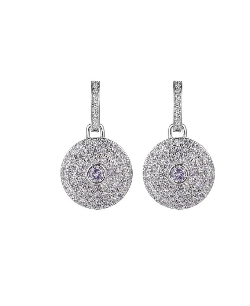 A&M Silver-Tone Lavender Disk Earrings - Silver