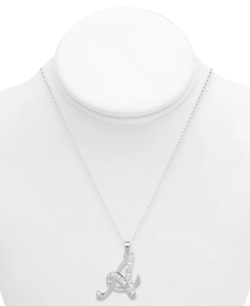 Diamond A Initial 18" Pendant Necklace (1/10 ct. t.w.) in Sterling Silver