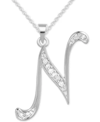 Diamond N Initial 18" Pendant Necklace (1/10 ct. t.w.) in Sterling Silver
