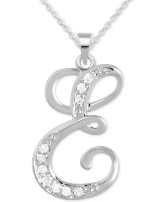 Diamond E Initial 18" Pendant Necklace (1/10 ct. t.w.) in Sterling Silver