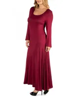 24Seven Comfort Apparel Long Sleeve T-Shirt Plus Size Maxi Dress