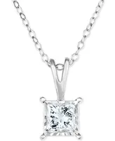 TruMiracle Diamond Princess 18" Pendant Necklace (1/2 ct. t.w.) 14k White, Yellow, or Rose Gold