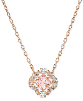 Swarovski Rose Gold-Tone Crystal Flower Pendant Necklace, 14-7/8" + 2" extender