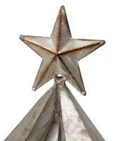 Glitzhome Galvanized Metal Christmas Table Tree Decor Set of 2