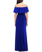 X by Xscape Ruffled Off-The-Shoulder Gown