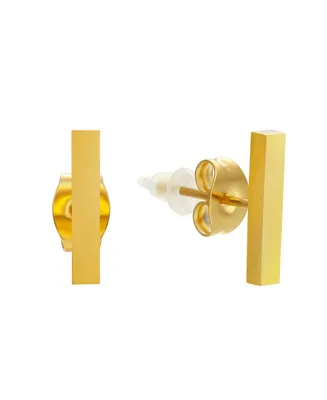 Steeltime Stainless Steel 18K Gold Plated Small Bar Stud Earrings