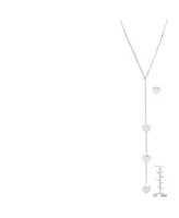 Steeltime Ladies Stainless Steel Heart Design Drop Necklace Set, 2 Piece - Silver