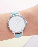 Olivia Burton Women's Rainbow Turquoise Leather Strap Watch 34mm